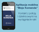 Na zdjęciu widoczna ulotka Aplikacji mobilnej Moja Komenda.