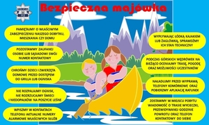 Łódka z dziećmi i ostrzeżenia.
